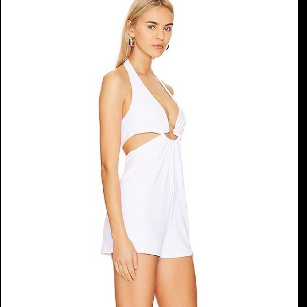 Susana Monaco half moon Halter Romper in Sugar NWT white